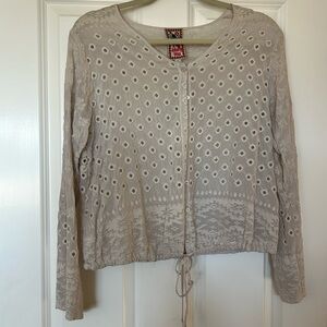 Johnny was button down coverup / or shirt.   Wear with sleeves down/roll up.